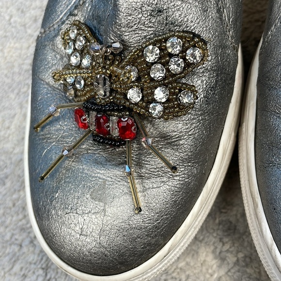 Valentina Rangoni Samurai Fashion Loafer Sneakers Metallic Silver Moth Beetle 9 - Picture 13 of 16